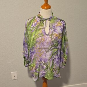 Jennifer Lopez Purple and Green Floral Blouse